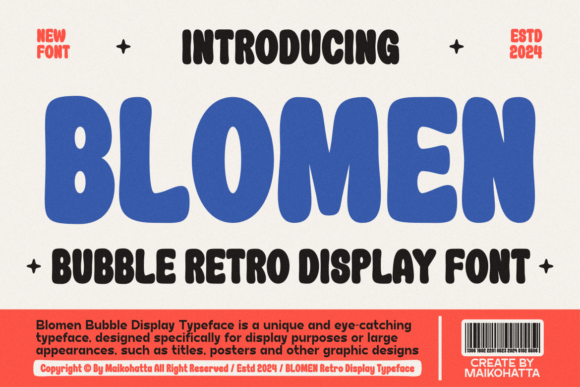 Blomen: A Soft Bubble Retro Display Font for Friendly Branding